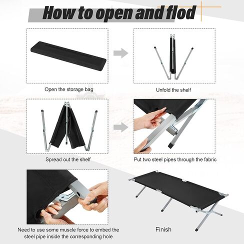 Geetery 2 Pcs Folding Camping Cot Bed with Carry Bag Portable Tent Twin Cot Army Military 529 lbs Outdoor Sleeping Travel Camping(Army Green) in Kuwait