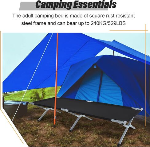 Geetery 2 Pcs Folding Camping Cot Bed with Carry Bag Portable Tent Twin Cot Army Military 529 lbs Outdoor Sleeping Travel Camping(Army Green) in Kuwait