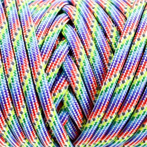 550LB Paracord 100ft Reflective Parachute Cord, 7 Strand Inner Core Type III Tactical Paracord Rope, Outside Survival Gear for Bracelets, Lanyards, Handle Wraps, Camping & Hiking (Black, 110FT) in Saudi Arabia