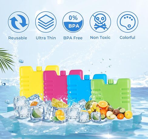 1Plusselect Slim Ice Packs for Lunch Box, 4 Pack Lunch Box Ice Packs Reusable Long Lasting, Small Ice Packs,Perfect for Lunch Box, Portable Freezer Packs for Outdoor Camping, Picnic in Saudi Arabia