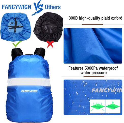 غطاء حقيبة ظهر مقاوم للماء من FANCYWING مع حزام عاكس، غطاء حقيبة ظهر مقاوم للمطر غير قابل للانزلاق 10-90 لتر للتنزه سيرًا على الأقدام والتخييم والصيد وركوب الدراجات في المطر وما إلى ذلك. in Kuwait