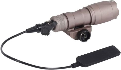 FARMSOLDIER M300A Tactical LED Mini Scout Flashlight Torch， Weapon Light with Pressure Switch Picatinny Mount Rail Offset Ring Side Mount for Hunting Hiking Tan in Kuwait