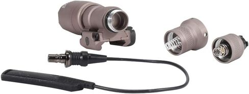 FARMSOLDIER M300A Tactical LED Mini Scout Flashlight Torch， Weapon Light with Pressure Switch Picatinny Mount Rail Offset Ring Side Mount for Hunting Hiking Tan in Kuwait