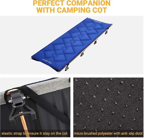 وسادة نوم للتخييم من KingCamp مصنوعة من القطن، مقاس 75 بوصة * 25 بوصة، سميكة وناعمة ودافئة وغير قابلة للانزلاق، مرتبة علوية للتخييم والمشي لمسافات طويلة، رمادي in Kuwait