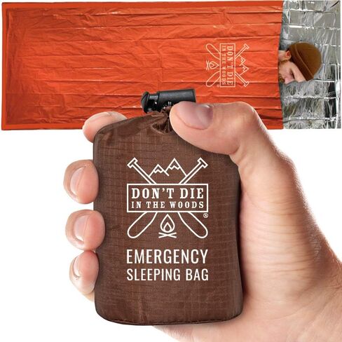 Don’t Die in The Woods – Emergency Sleeping Bag with Hood | Ultralight – Waterproof – Extra Thick – Space Blanket Thermal Mylar for Hiking Camping Survival Gear First Aid Kit Essentials in Kuwait
