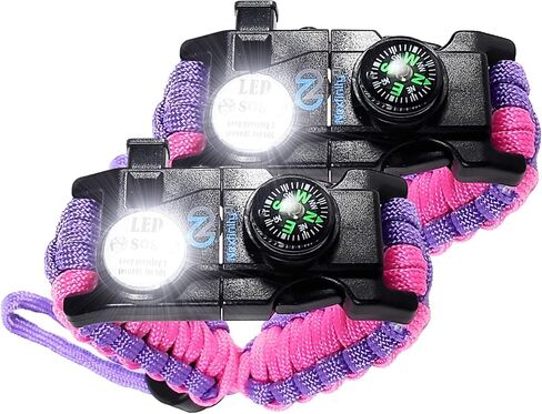 مجموعة أساور Nexfinity One Paracord المكونة من 2-6 في 1 معدات النجاة مع ضوء SOS LED ومشعل نار وبوصلة وصفارة عالية وأدوات متعددة - قابلة للتعديل 550 درجة - هدية للرجال والتخييم والمشي لمسافات طويلة in Kuwait