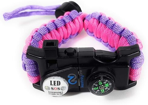 مجموعة أساور Nexfinity One Paracord المكونة من 2-6 في 1 معدات النجاة مع ضوء SOS LED ومشعل نار وبوصلة وصفارة عالية وأدوات متعددة - قابلة للتعديل 550 درجة - هدية للرجال والتخييم والمشي لمسافات طويلة in Kuwait