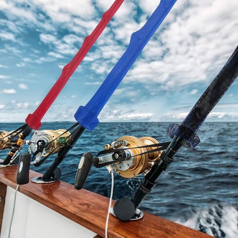 Beetwo Fishing Rod Cover, 4 Pack Fishing Rod Sleeve Sock Pole Glove Protector Cover with Lanyard for Fly, Spinning, Casting, Sea Fishing Rod in Kuwait