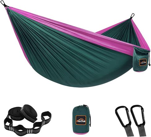 Camping Hammock, Super Lightweight Portable Parachute Hammock with Two Tree Straps Single or Double Nylon Travel Tree Hammocks for Camping Backpacking Hiking in Kuwait