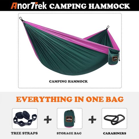 Camping Hammock, Super Lightweight Portable Parachute Hammock with Two Tree Straps Single or Double Nylon Travel Tree Hammocks for Camping Backpacking Hiking in Kuwait