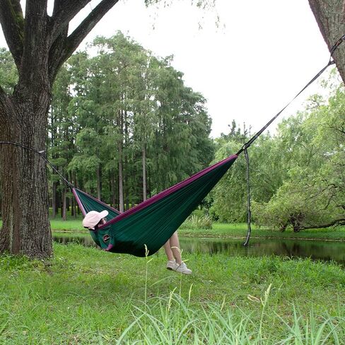 Camping Hammock, Super Lightweight Portable Parachute Hammock with Two Tree Straps Single or Double Nylon Travel Tree Hammocks for Camping Backpacking Hiking in Kuwait