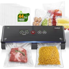 Gasbye 2-Pump Vacuum Sealer، [يخرج كل الهواء] لحفظ الطعام الجاف والرطب، Sous Vide، 44 قطعة من الأكياس المقطوعة مسبقًا، صينية تنقيط سهلة التنظيف وقابلة للإزالة، وحشيات سيليكون متينة، أسود in Kuwait