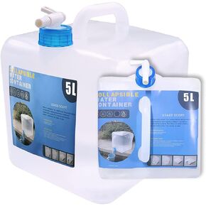 Collapsible Water Container with Spigot, Camping Water Storage Carrier Jug BPA-Free for Outdoors Hiking Backpack & Survival Kit, Foldable Portable Canteen 1.3/2.6/3.9/5.3 Gallon (1.3 Gallon, 2-pack)