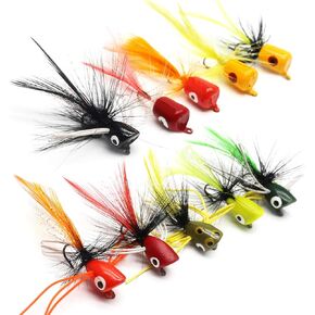 YZD Bass Popper Fly Dry Fly Fishing Flies Kit Panfish Bass Fishing Popper Topwater Bait…… in Kuwait