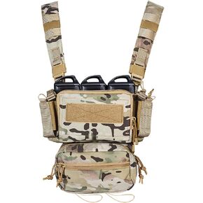 Roseboon Tactical Vest Outdoor Chest Rig Ultra-Light Breathable Combat Training Vest Adjustable for Adult Modular Paintball Vest Micro Chest Rig Tactical Vest for Men in Kuwait