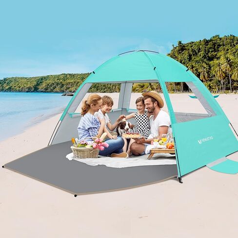 Venustas Beach Tent Sun Shelter for 3/4/6/8 Person, UPF 50+ UV Protection Beach Canopy, Lightweight and Easy Setup Cabana, Portable Shade Tent in Kuwait