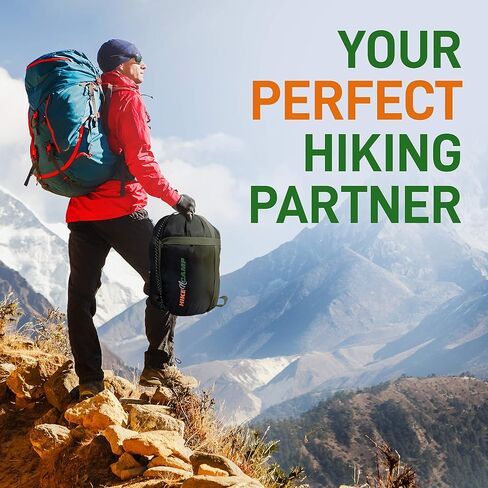 Backpacking Sleeping Bag Camping Gear - Double Sleeping Bag for Adults/Teens w/ 2 Pillows, Bag - Outdoor Lightweight Weather Proof Sleeping Bags - Camping, Hiking - SereneLife in Saudi Arabia