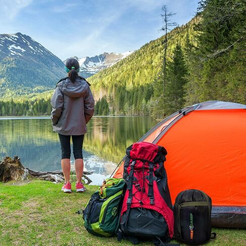 Backpacking Sleeping Bag Camping Gear - Double Sleeping Bag for Adults/Teens w/ 2 Pillows, Bag - Outdoor Lightweight Weather Proof Sleeping Bags - Camping, Hiking - SereneLife in Saudi Arabia