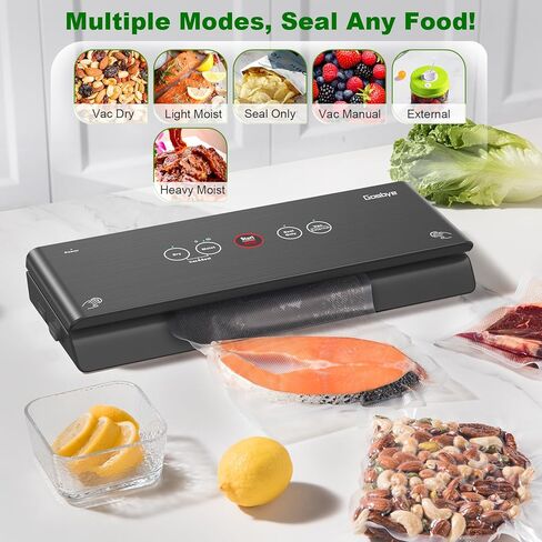 Gasbye 2-Pump Vacuum Sealer، [يخرج كل الهواء] لحفظ الطعام الجاف والرطب، Sous Vide، 44 قطعة من الأكياس المقطوعة مسبقًا، صينية تنقيط سهلة التنظيف وقابلة للإزالة، وحشيات سيليكون متينة، أسود in Kuwait