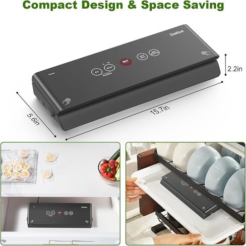 Gasbye 2-Pump Vacuum Sealer، [يخرج كل الهواء] لحفظ الطعام الجاف والرطب، Sous Vide، 44 قطعة من الأكياس المقطوعة مسبقًا، صينية تنقيط سهلة التنظيف وقابلة للإزالة، وحشيات سيليكون متينة، أسود in Kuwait