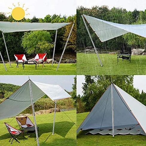 SAN LIKE Camping Tent Tarp Poles Set for Canopy Awning Shelter Backpacking Hiking - Telescopic Adjustable Length Tent Sunshade Support Stick Rods (Adjustable Length - Steel 2packs) in Kuwait