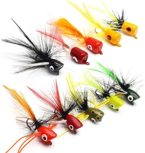 YZD Bass Popper Fly Dry Fly Fishing Flies Kit Panfish Bass Fishing Popper Topwater Bait…… in Kuwait