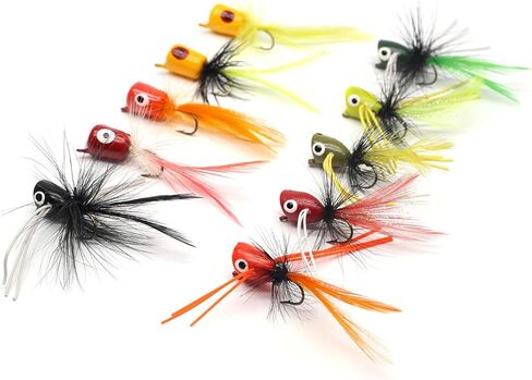YZD Bass Popper Fly Dry Fly Fishing Flies Kit Panfish Bass Fishing Popper Topwater Bait…… in Kuwait