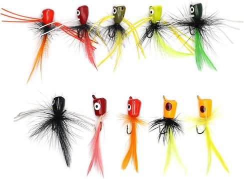 YZD Bass Popper Fly Dry Fly Fishing Flies Kit Panfish Bass Fishing Popper Topwater Bait…… in Kuwait