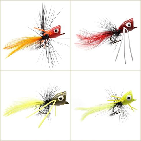 YZD Bass Popper Fly Dry Fly Fishing Flies Kit Panfish Bass Fishing Popper Topwater Bait…… in Kuwait