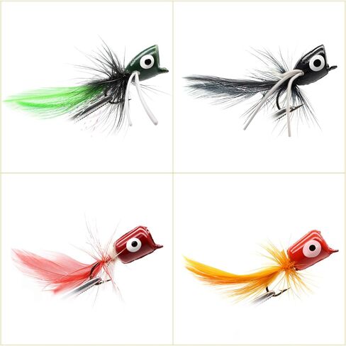 YZD Bass Popper Fly Dry Fly Fishing Flies Kit Panfish Bass Fishing Popper Topwater Bait…… in Kuwait