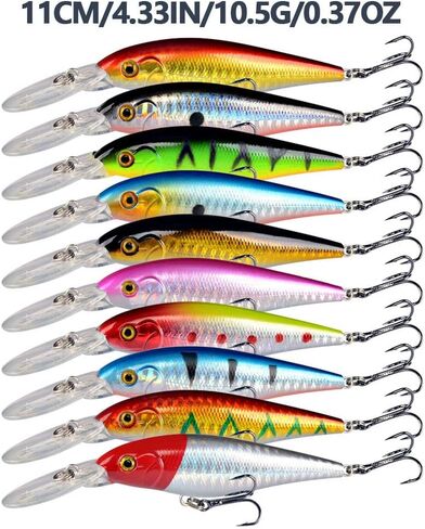 Aneew Bulk 56 Pack Topwater Fishing Bass Lures Kit Tackle Bait Crankbait Swimbaits Jerkbaits Minnow Popper Pencil Vib Hard Baits Trout Pike Musky Walleye Perch Treble Hook Freshwater Saltwater in Saudi Arabia