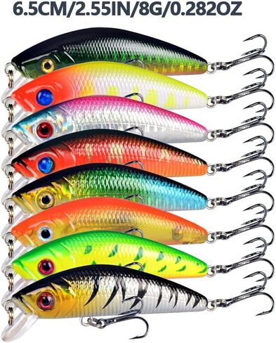 Aneew Bulk 56 Pack Topwater Fishing Bass Lures Kit Tackle Bait Crankbait Swimbaits Jerkbaits Minnow Popper Pencil Vib Hard Baits Trout Pike Musky Walleye Perch Treble Hook Freshwater Saltwater in Saudi Arabia