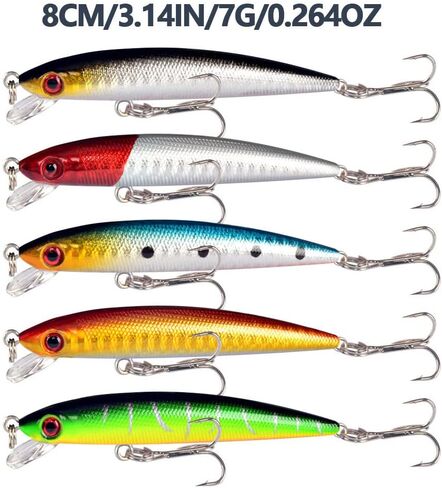 Aneew Bulk 56 Pack Topwater Fishing Bass Lures Kit Tackle Bait Crankbait Swimbaits Jerkbaits Minnow Popper Pencil Vib Hard Baits Trout Pike Musky Walleye Perch Treble Hook Freshwater Saltwater in Saudi Arabia