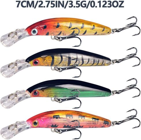 Aneew Bulk 56 Pack Topwater Fishing Bass Lures Kit Tackle Bait Crankbait Swimbaits Jerkbaits Minnow Popper Pencil Vib Hard Baits Trout Pike Musky Walleye Perch Treble Hook Freshwater Saltwater in Saudi Arabia