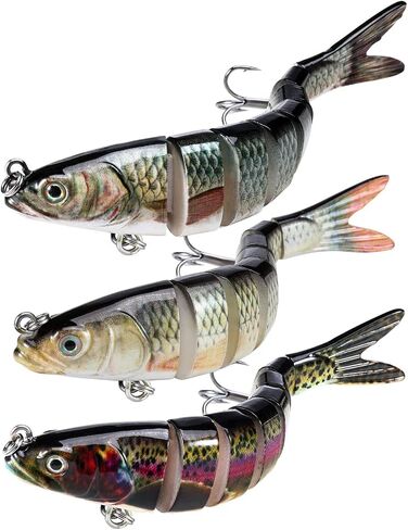 Fishing Lures for Bass Trout Topwater Multi Jointed Swimbaits | Slow Sinking Bionic Swimming Lures Bass Freshwater Saltwater Bass Lifelike Fishing Lures Kit in Kuwait