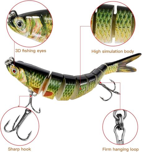 Fishing Lures for Bass Trout Topwater Multi Jointed Swimbaits | Slow Sinking Bionic Swimming Lures Bass Freshwater Saltwater Bass Lifelike Fishing Lures Kit in Kuwait