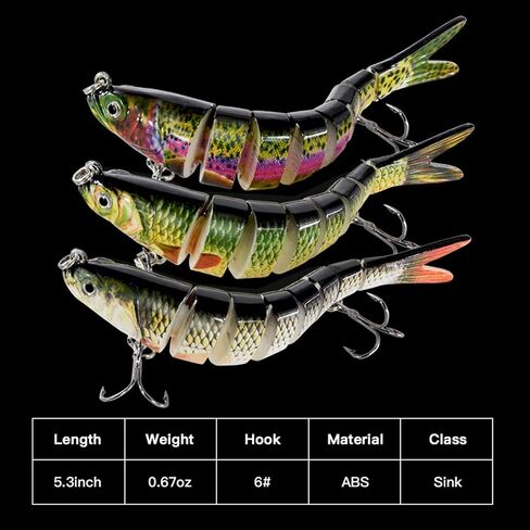 Fishing Lures for Bass Trout Topwater Multi Jointed Swimbaits | Slow Sinking Bionic Swimming Lures Bass Freshwater Saltwater Bass Lifelike Fishing Lures Kit in Kuwait