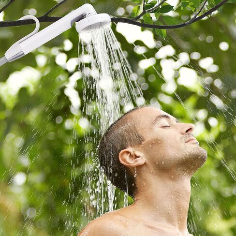 I فيشين مجموعة دش محمولة للتخييم | مجموعة حمام خارجية مدمجة الكل في واحد مع راس دش قابل للامالة وخرطوم بطول 6 قدم وبخاخ بيديه قابل للفصل ودلو ماء قابل للطي وحقيبة حمل و2 بطارية وشاحن in Kuwait