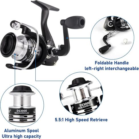 Alwonder 2 Sets Fishing Rod and Reel Combo 6.8ft Carbon Fiber Rod 3000 Spinning Reel Combo Fishing Outfit Kit Fishing Pole Bass Fishing Walleye Trout Fishing Tackle Box Lure Kit Freshwater in Saudi Arabia