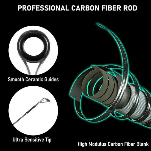 Alwonder 2 Sets Fishing Rod and Reel Combo 6.8ft Carbon Fiber Rod 3000 Spinning Reel Combo Fishing Outfit Kit Fishing Pole Bass Fishing Walleye Trout Fishing Tackle Box Lure Kit Freshwater in Saudi Arabia