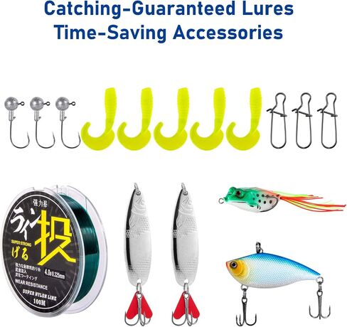 Alwonder 2 Sets Fishing Rod and Reel Combo 6.8ft Carbon Fiber Rod 3000 Spinning Reel Combo Fishing Outfit Kit Fishing Pole Bass Fishing Walleye Trout Fishing Tackle Box Lure Kit Freshwater in Saudi Arabia