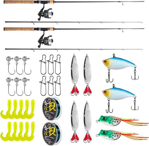 Alwonder 2 Sets Fishing Rod and Reel Combo 6.8ft Carbon Fiber Rod 3000 Spinning Reel Combo Fishing Outfit Kit Fishing Pole Bass Fishing Walleye Trout Fishing Tackle Box Lure Kit Freshwater in Saudi Arabia