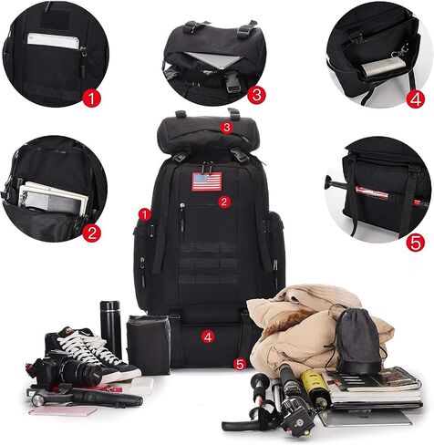 A N T INDUSTRIES 70L/100L Hiking Camping Backpack MOLLE Rucksack Waterproof Daypack for Traveling in Kuwait