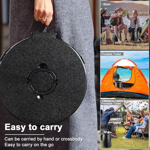 مرحاض محمول قابل للسحب من HZG للتخييم والسفر ومرحاض للتخييم بارتفاع قابل للتعديل للسيارة والتخييم والمشي لمسافات طويلة والرحلات الطويلة، ضروري للسفر في الهواء الطلق - أسود in Kuwait