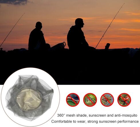JIABEIUS 6 Pcs Mosquito Netting, Premium Head Net Face Mesh with Extra Fine Holes, Mosquito Hat Mask Head Cover for Camping Hiking Fishing Protecting from Insect Bug Bee Mosquito Gnats in Kuwait