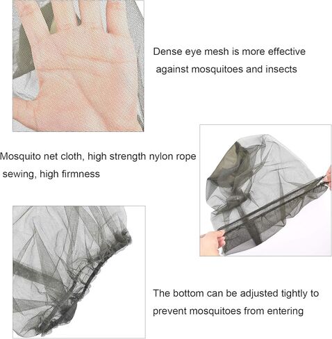 JIABEIUS 6 Pcs Mosquito Netting, Premium Head Net Face Mesh with Extra Fine Holes, Mosquito Hat Mask Head Cover for Camping Hiking Fishing Protecting from Insect Bug Bee Mosquito Gnats in Kuwait