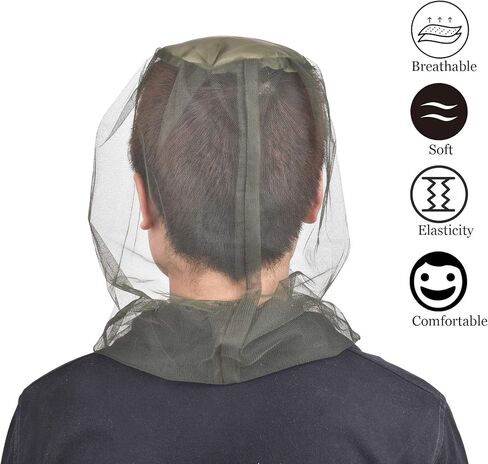 JIABEIUS 6 Pcs Mosquito Netting, Premium Head Net Face Mesh with Extra Fine Holes, Mosquito Hat Mask Head Cover for Camping Hiking Fishing Protecting from Insect Bug Bee Mosquito Gnats in Kuwait