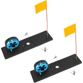 2 Pcs Ice Fishing Tip-Up, Portable Winter Ice Fishing Rod Tip Up with Orange Pole Flags, Free Your Hands Ice Fishing Accessories Outdoor Fishing Lover Gift in Saudi Arabia