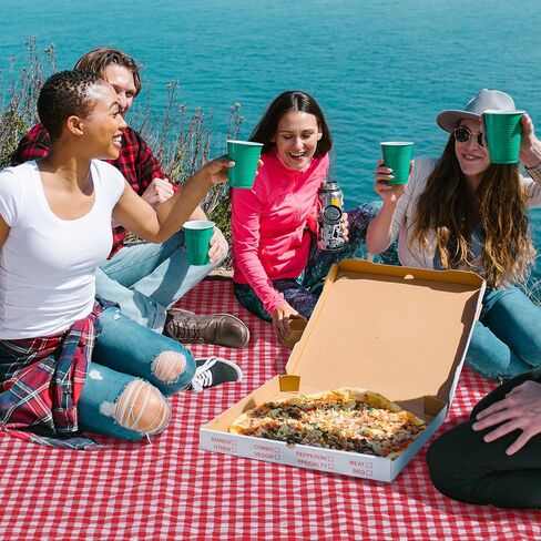 Outplea 79"x79" Extra Large Picnic Blankets Waterproof Foldable, Gingham 3 Layers Washable Oversized Outdoor Blanket Mat for Grass Camping Beach, Red White Grid in Saudi Arabia