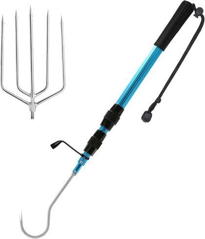 SANLIKE Telescopic Fish Gaff with Stainless Sea Fishing Spear Hook Tackle, Soft Handle Aluminium Alloy Pole for Saltwater Offshore Ice Tool in Saudi Arabia